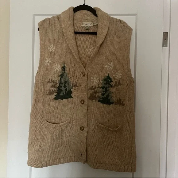 Vintage Eddie Bauer Collectible Handknit 💯 Wool Vest - Picture 1 of 5